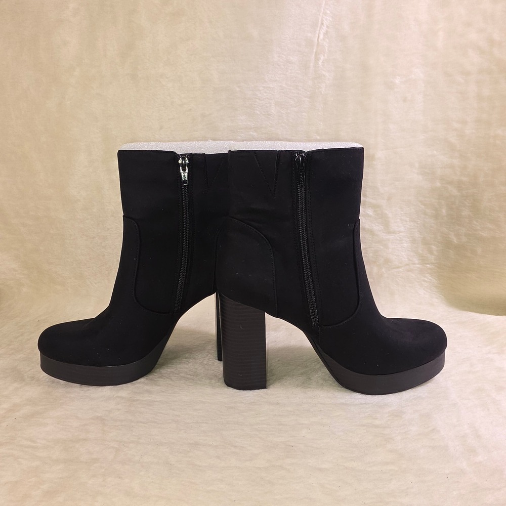 Sun + Stone Platform Ankle Boots Black Faux Suede Women Size 8 NEW - Picture 3 of 5